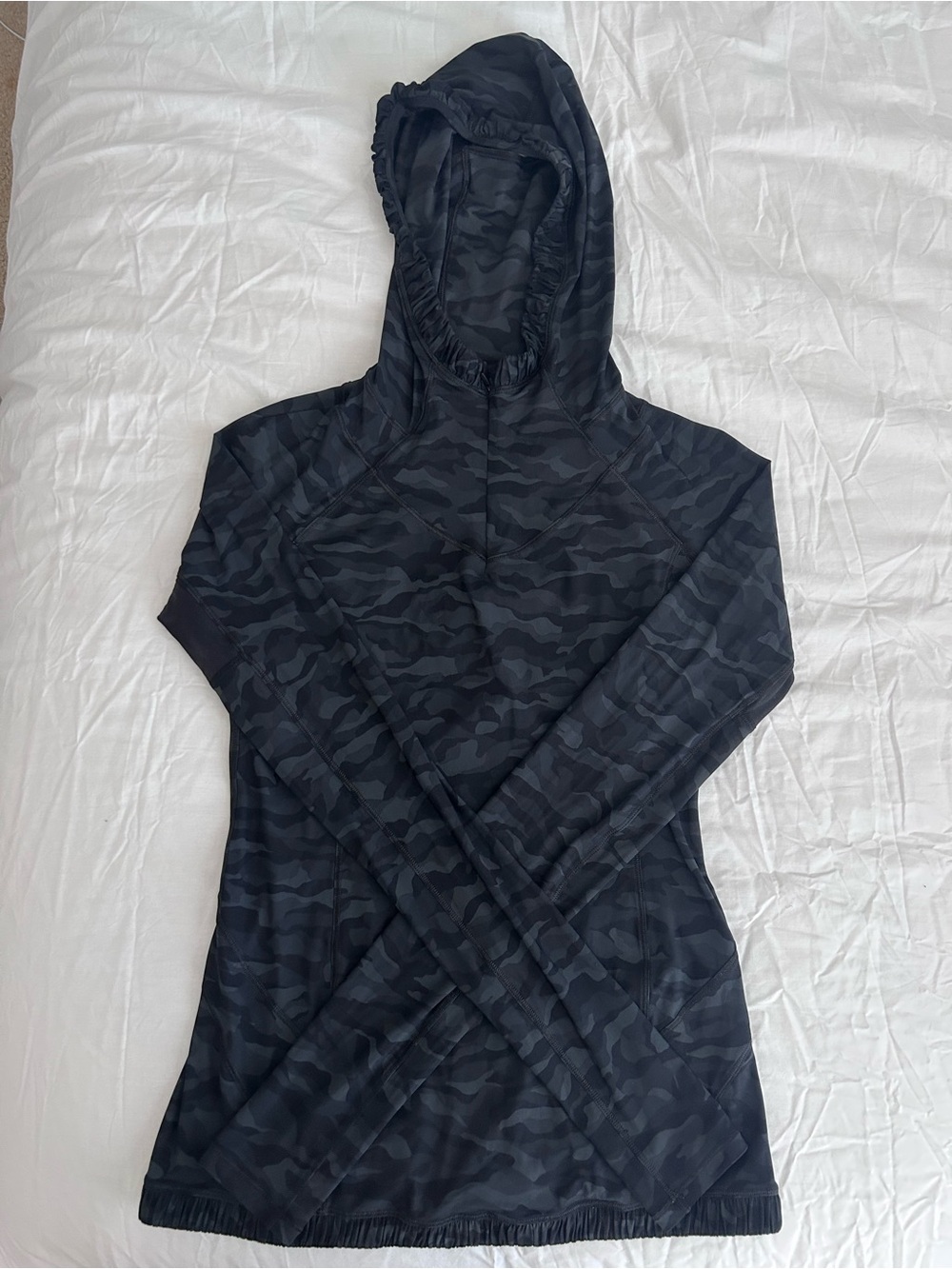 Lululemon Black Camo Hooded Long Sleeve Top